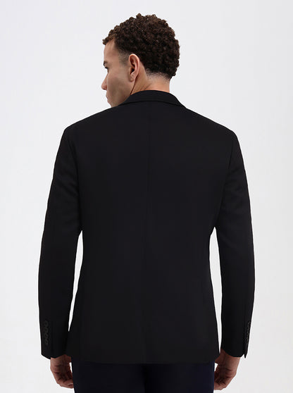 Black Solid Regular Fit Blazer | JB Studio