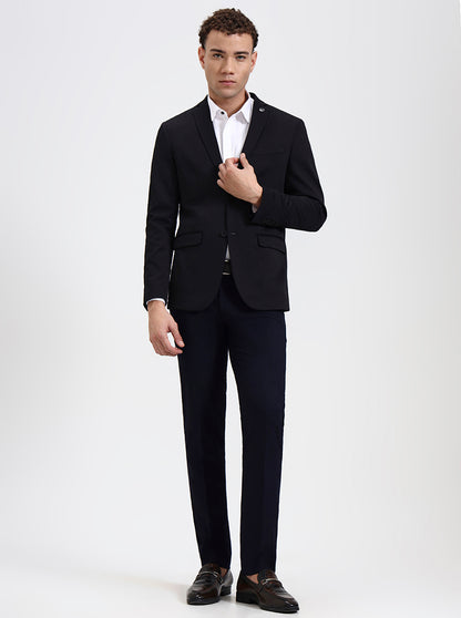 Black Solid Regular Fit Blazer | JB Studio