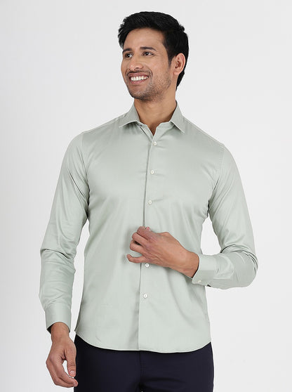 Light Grey Solid Slim Fit Party Wear Shirt | Wyre