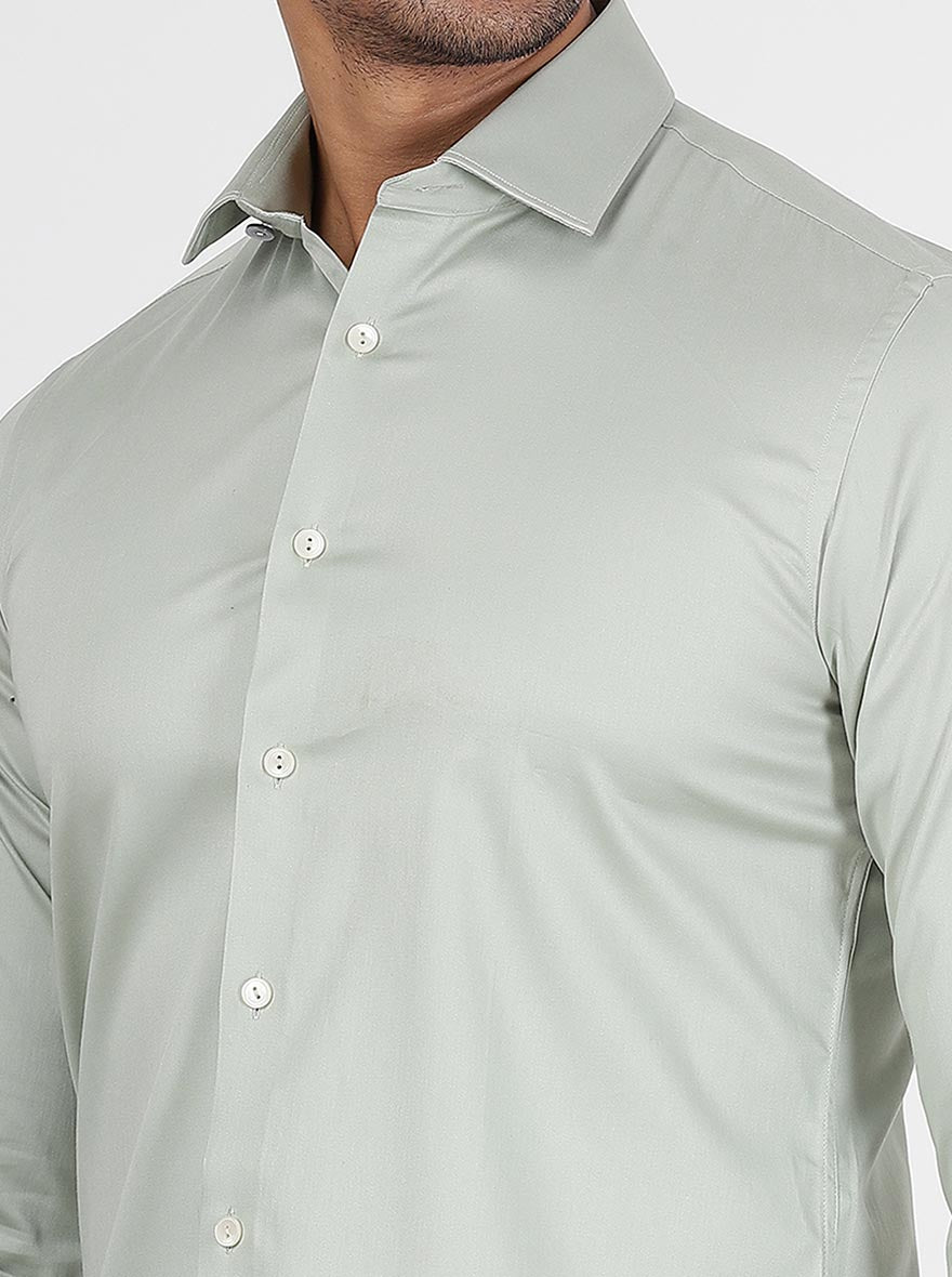 Light Grey Solid Slim Fit Party Wear Shirt | Wyre