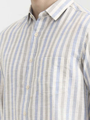 Blue Striped Slim Fit Casual Shirt | Greenfibre