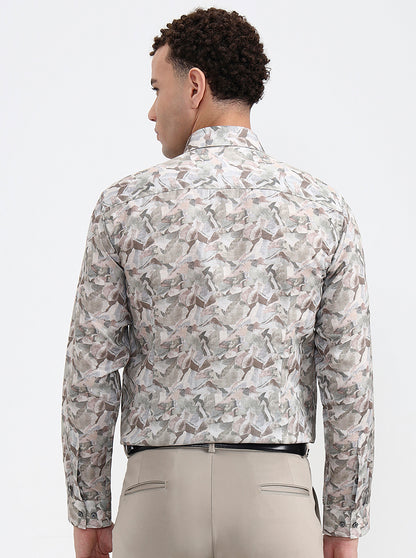 Green Printed Slim Fit Party Wear Shirt | Greenfibre
