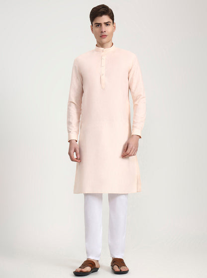 Peach Solid Modi Kurta | JadeBlue
