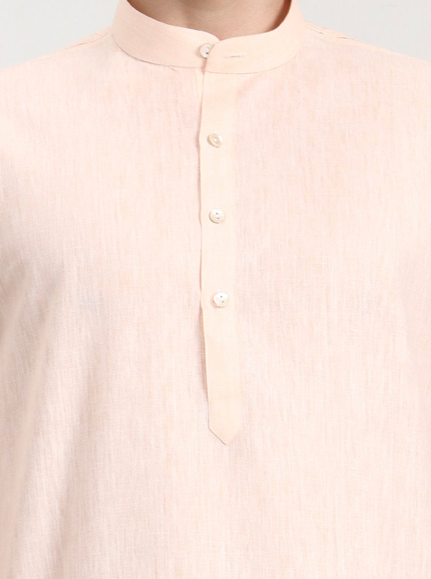 Peach Solid Modi Kurta | JadeBlue