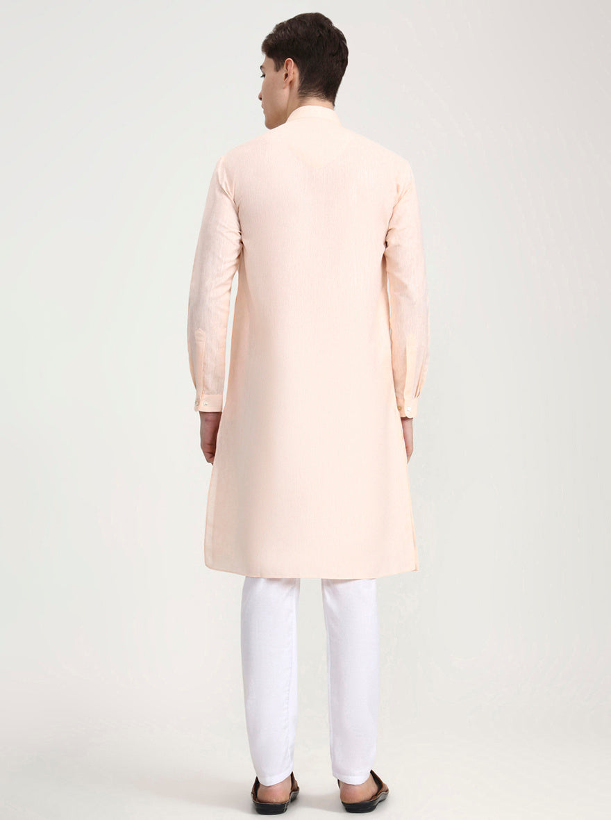 Peach Solid Modi Kurta | JadeBlue