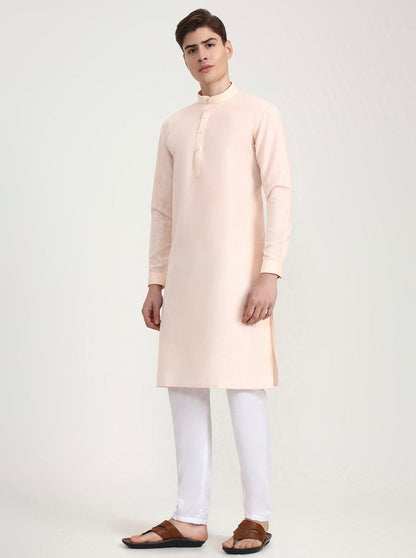 Peach Solid Modi Kurta | JadeBlue