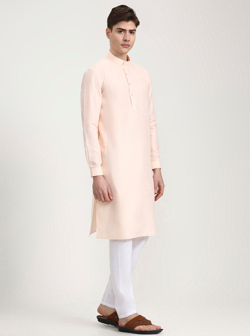 Peach Solid Modi Kurta | JadeBlue