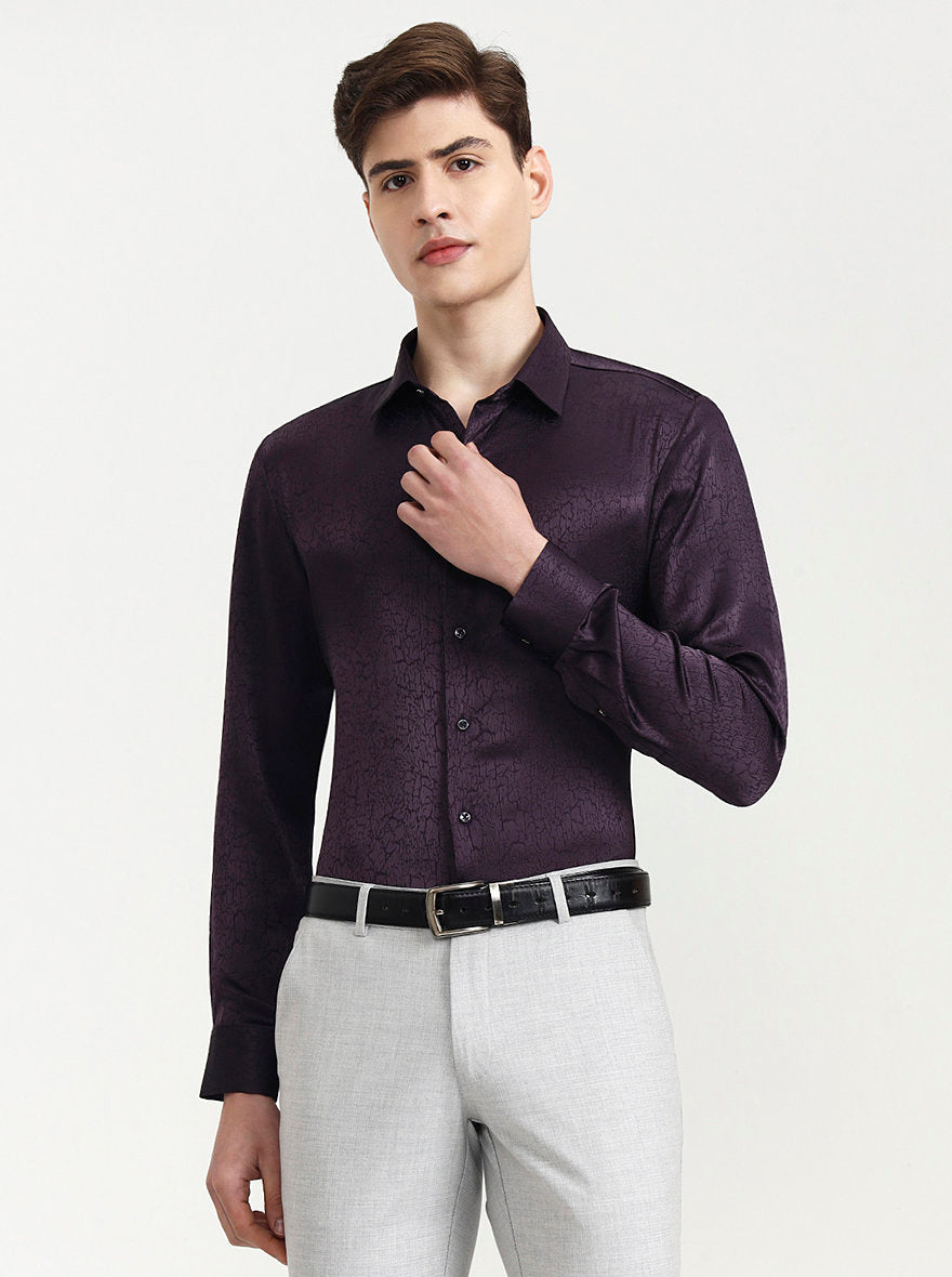 Purple Solid Slim Fit Party Wear Shirt | Wyre