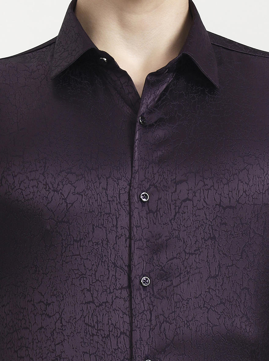 Purple Solid Slim Fit Party Wear Shirt | Wyre