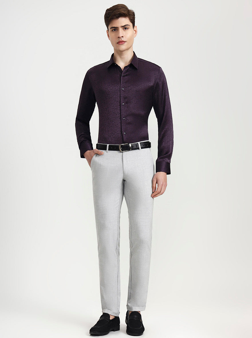 Purple Solid Slim Fit Party Wear Shirt | Wyre