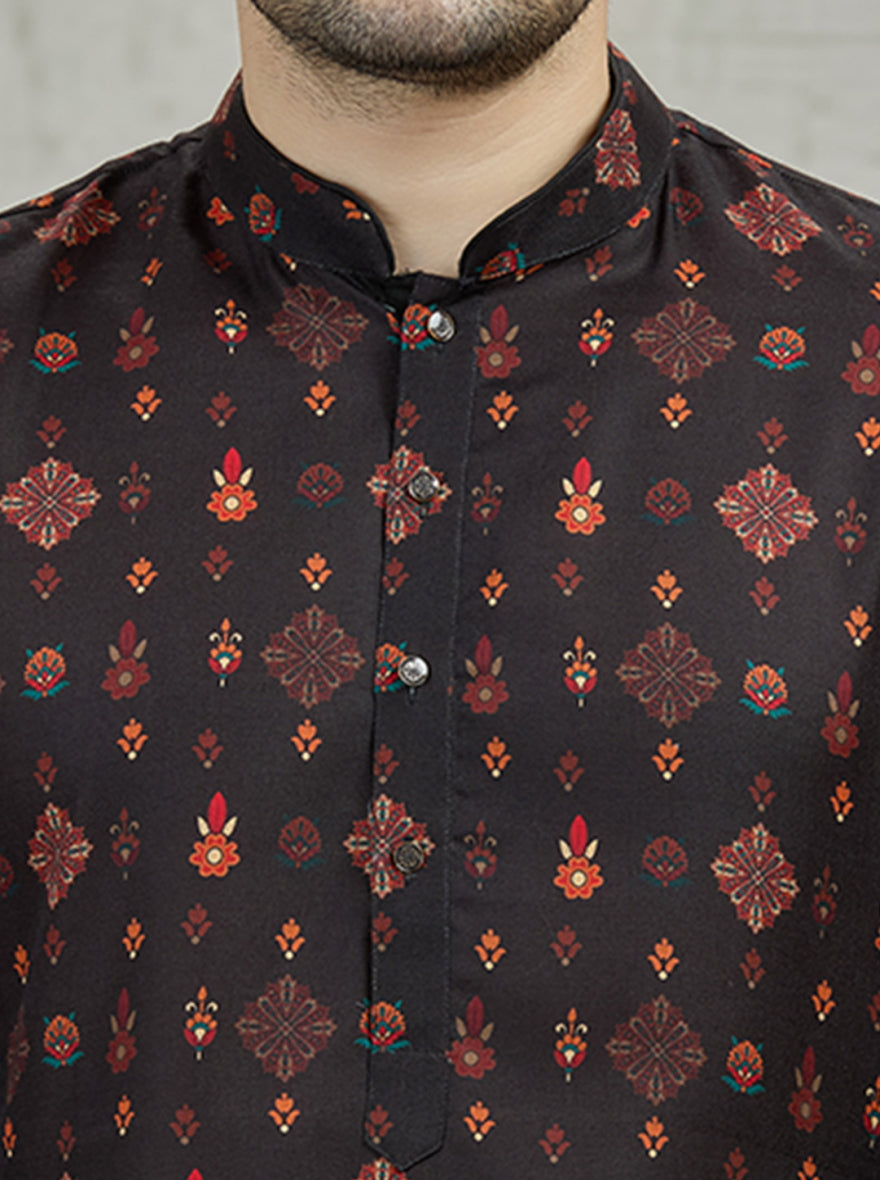 Black & Brown Printed Kurta | The Kurta Company