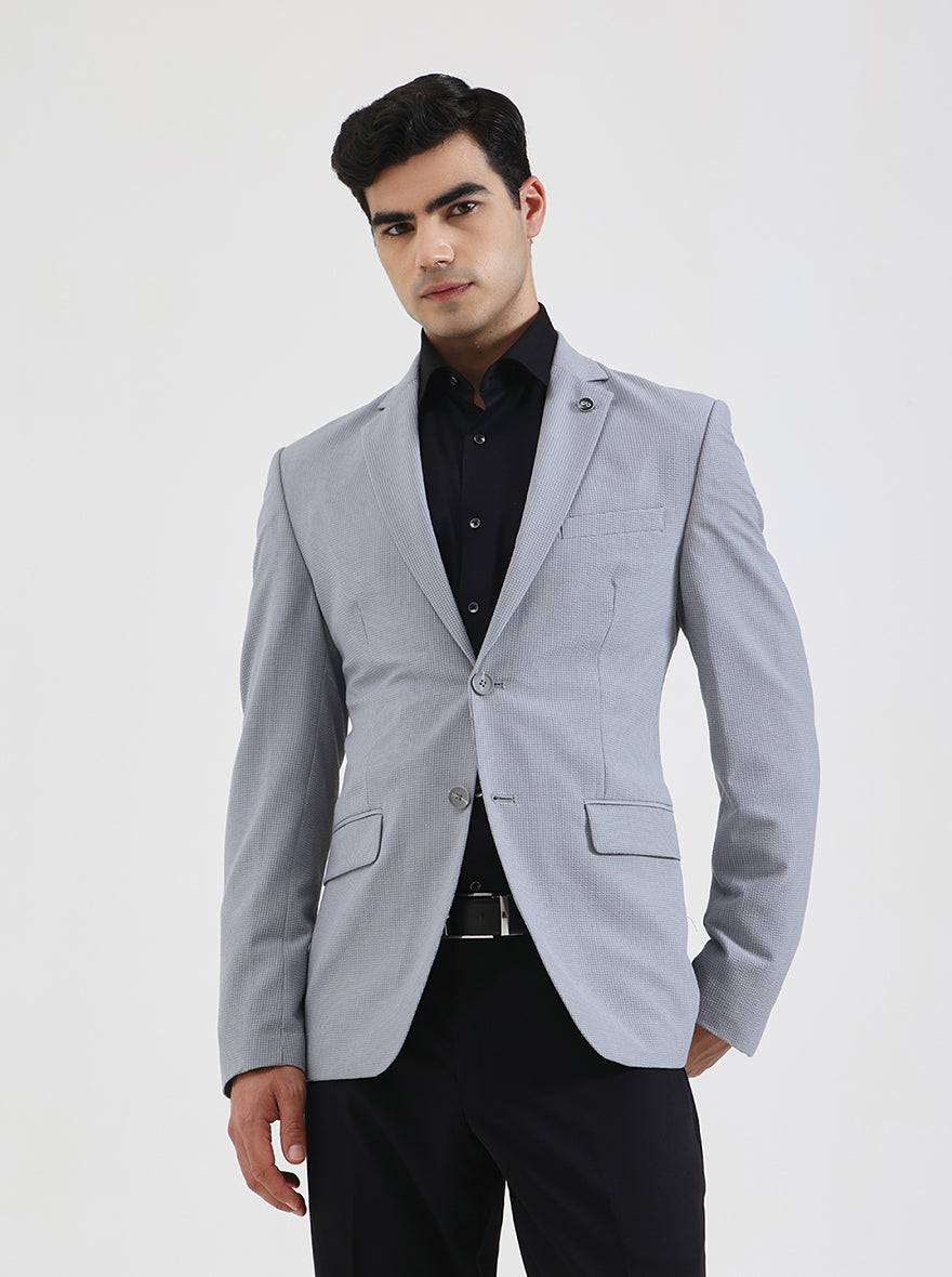 Grey Checked Regular Fit Blazer | Wyre