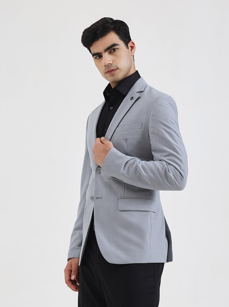 Grey Checked Regular Fit Blazer | Wyre
