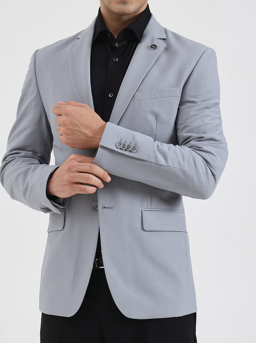 Grey Checked Regular Fit Blazer | Wyre