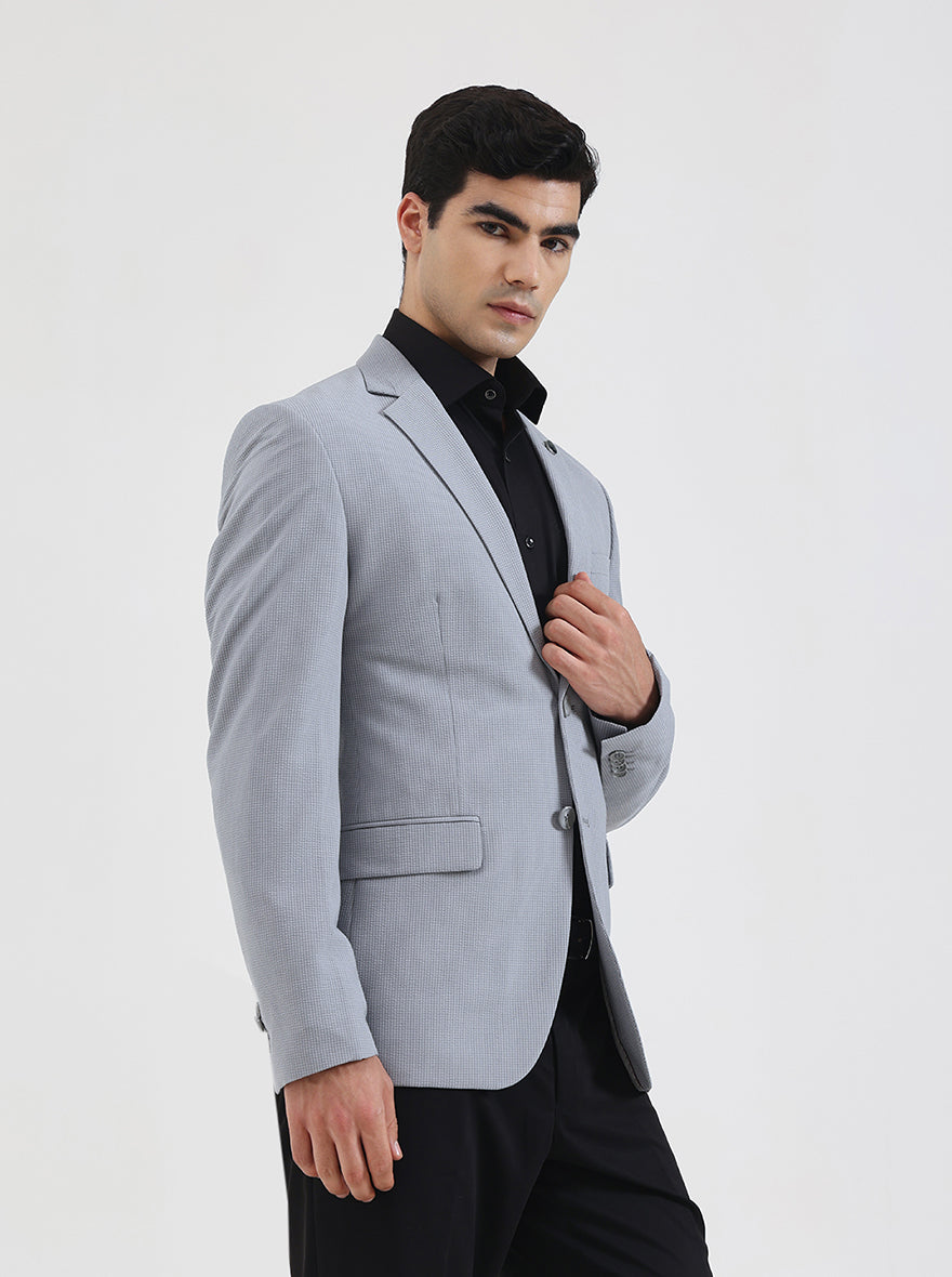 Grey Checked Regular Fit Blazer | Wyre