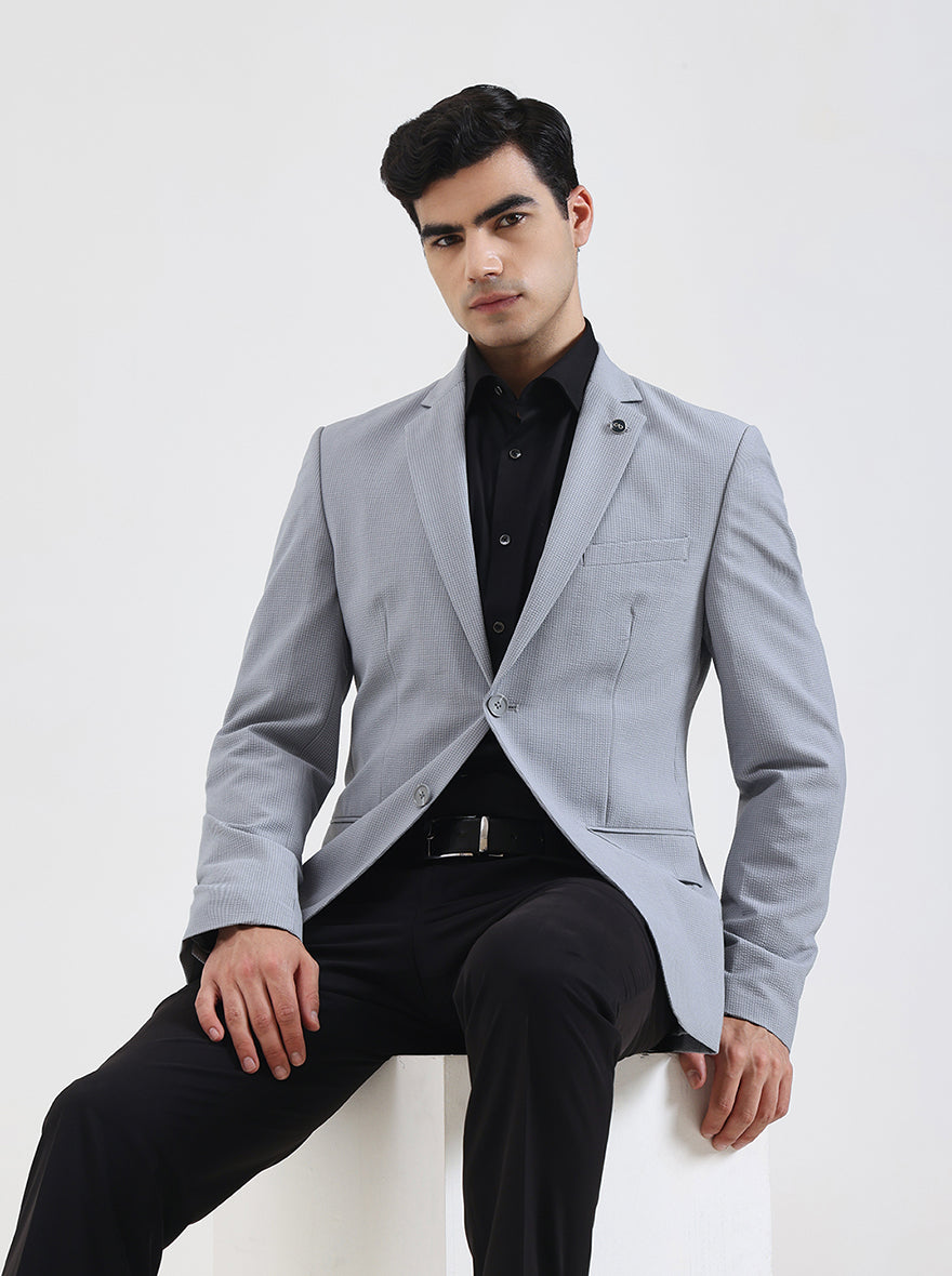 Grey Checked Regular Fit Blazer | Wyre