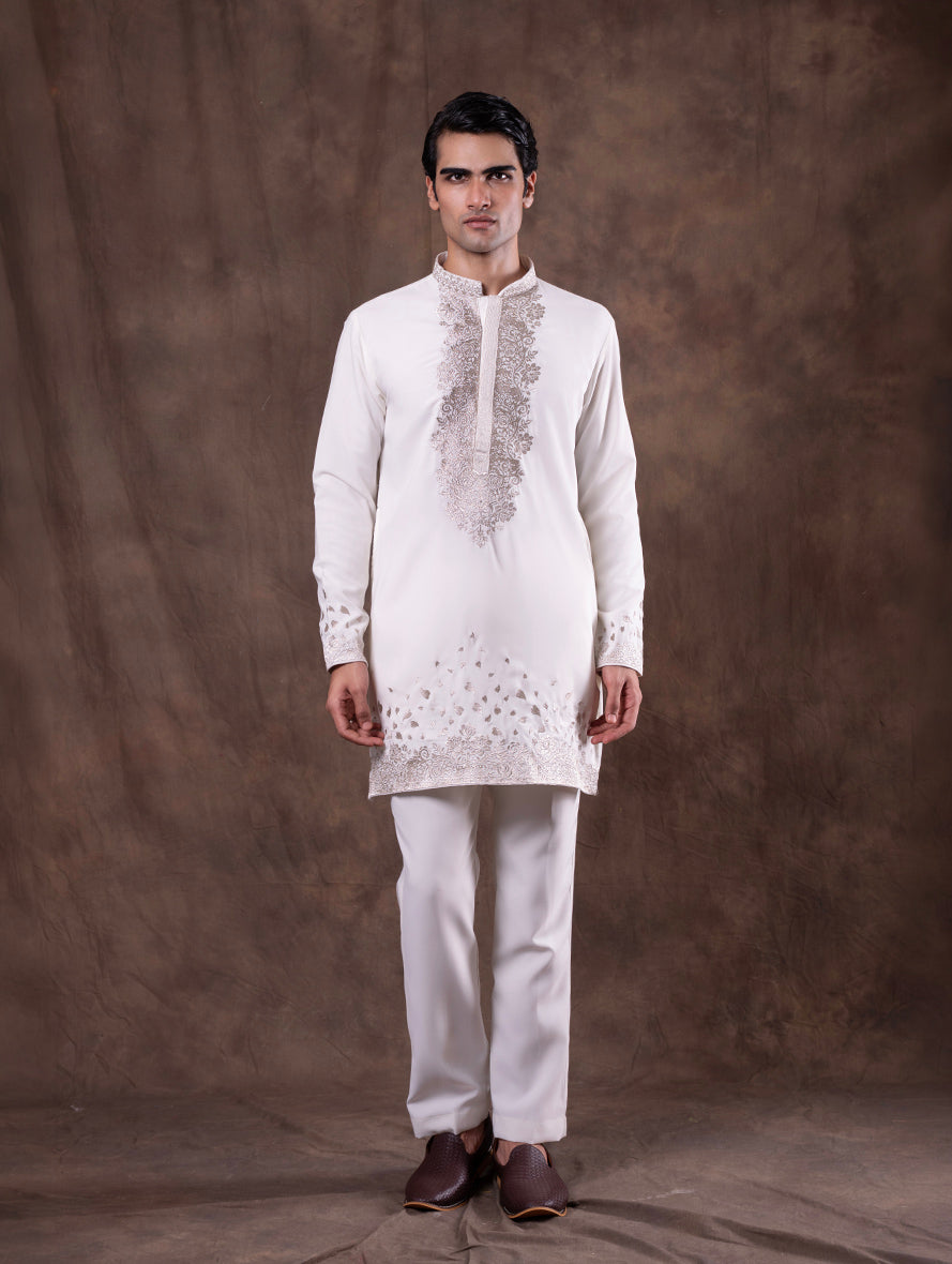 Cream Embroidered  Kurta Pajama | Virasana