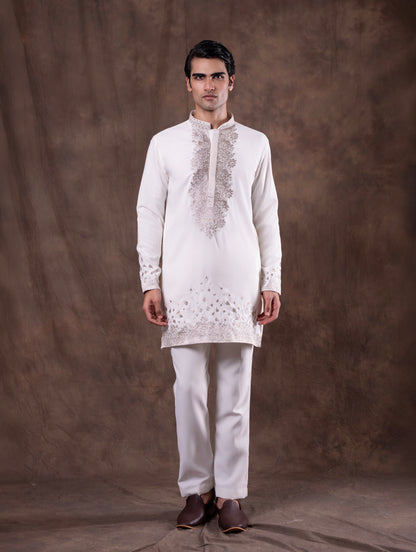 Cream Embroidered  Kurta Pajama | Virasana
