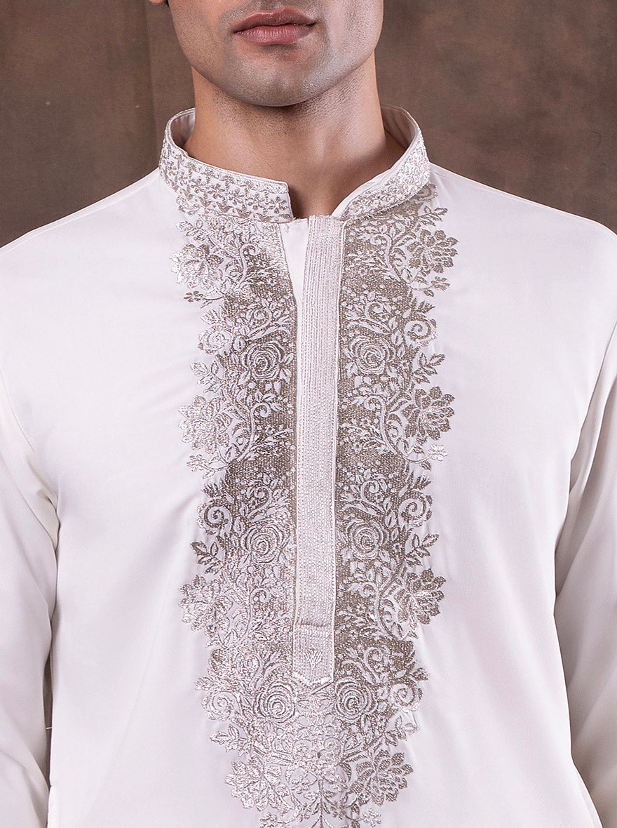 Cream Embroidered  Kurta Pajama | Virasana