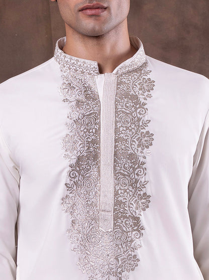 Cream Embroidered  Kurta Pajama | Virasana