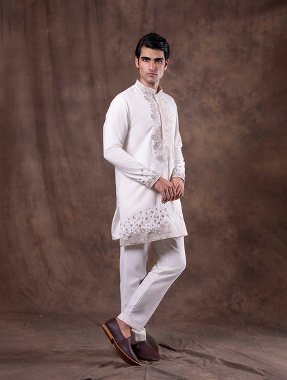Cream Embroidered  Kurta Pajama | Virasana