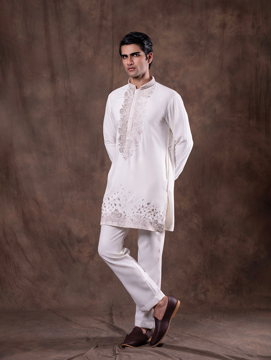 Cream Embroidered  Kurta Pajama | Virasana