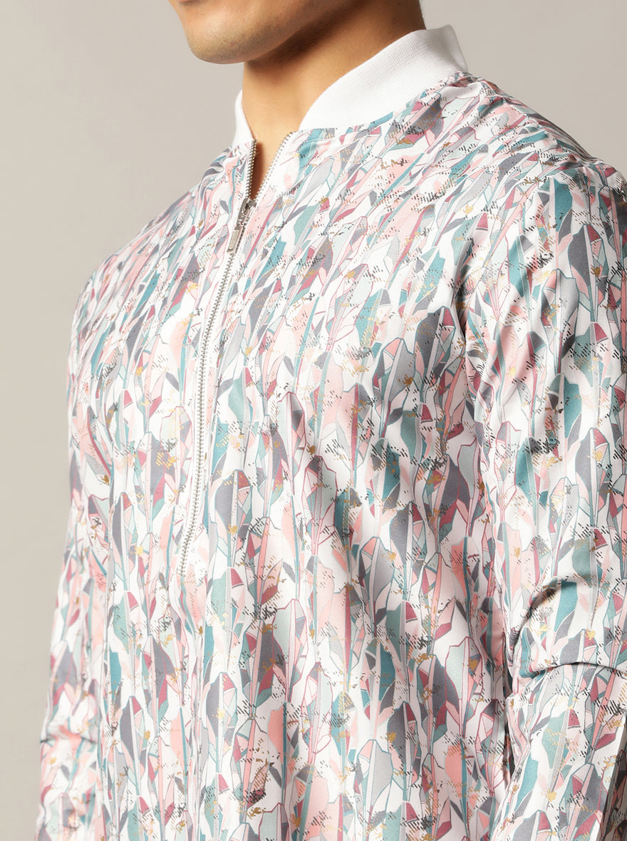 White Lilac Multi Printed Kurta | The Kurta Company