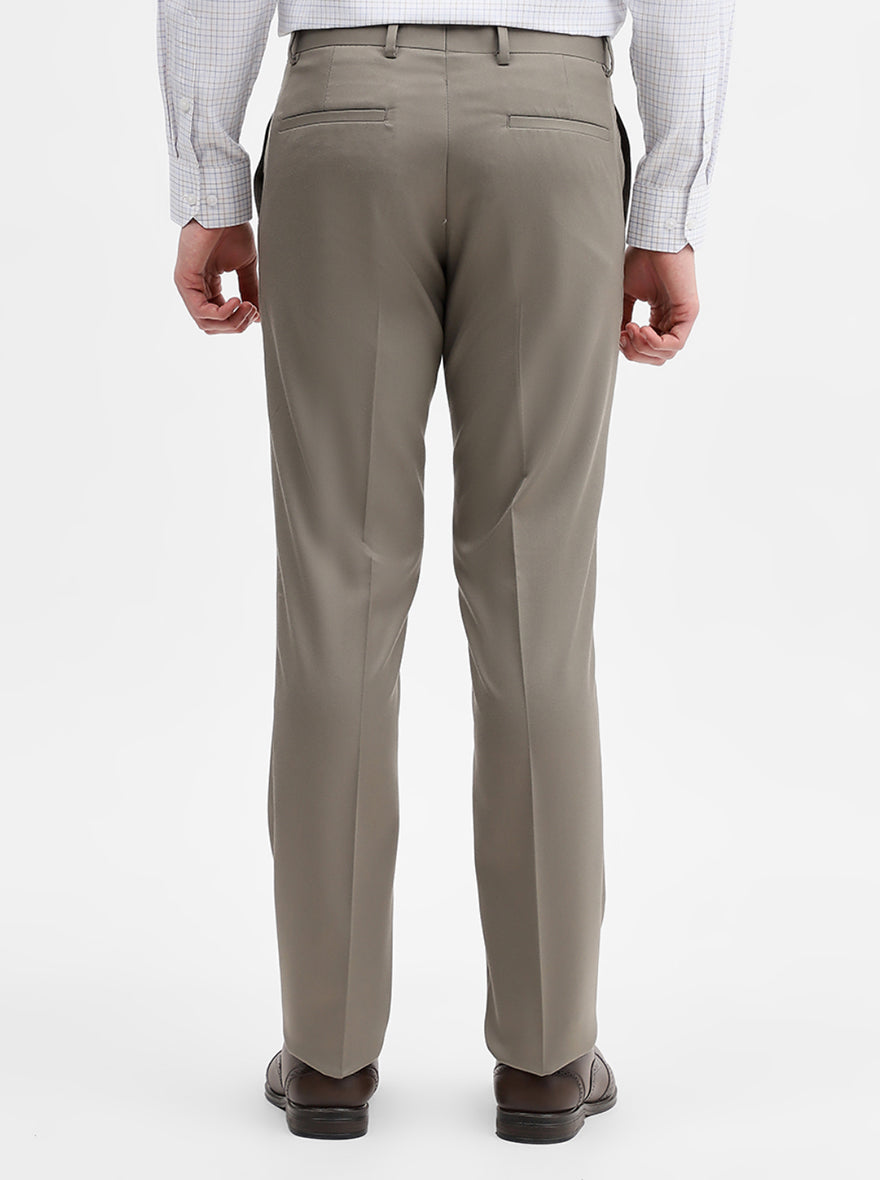 Cement Grey Solid Slim Fit Formal Trouser | Greenfibre