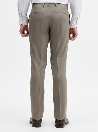 Cement Grey Solid Slim Fit Formal Trouser | Greenfibre
