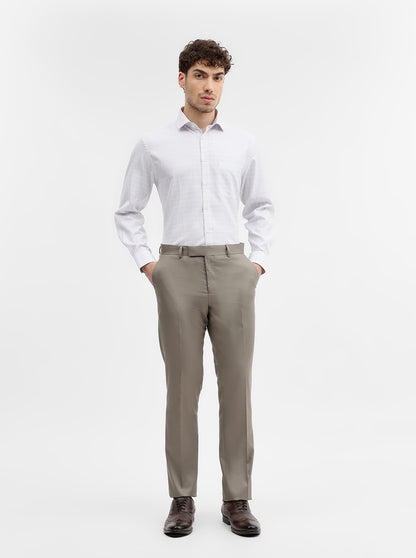 Cement Grey Solid Slim Fit Formal Trouser | Greenfibre