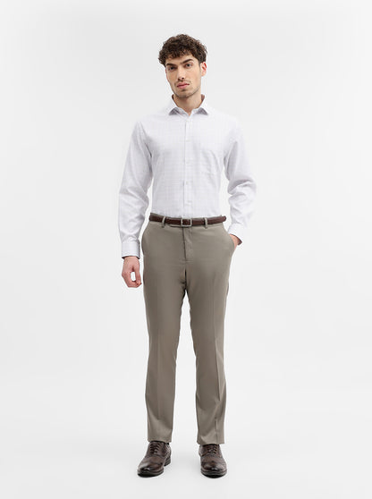 Cement Grey Solid Slim Fit Formal Trouser | Greenfibre
