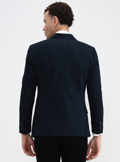 Petrol Blue Solid Regular Fit Blazer | Wyre