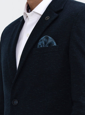 Petrol Blue Solid Regular Fit Blazer | Wyre