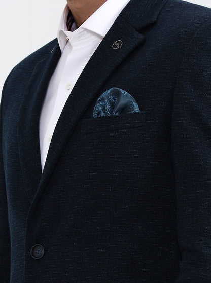 Petrol Blue Solid Regular Fit Blazer | Wyre
