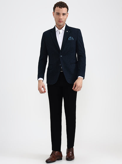 Petrol Blue Solid Regular Fit Blazer | Wyre