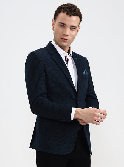 Petrol Blue Solid Regular Fit Blazer | Wyre