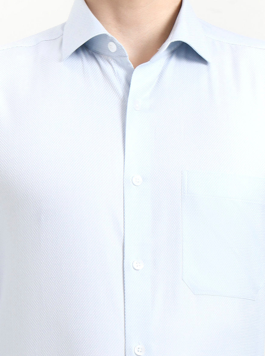 Sky Blue Solid Slim Fit Formal Shirt | Metal