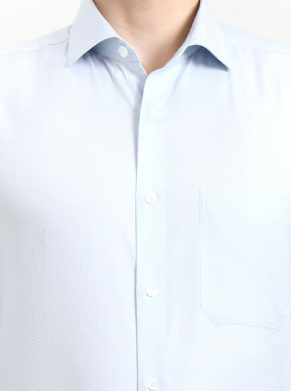 Sky Blue Solid Slim Fit Formal Shirt | Metal