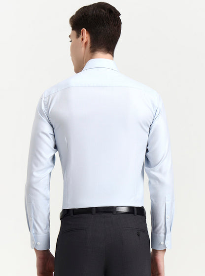 Sky Blue Solid Slim Fit Formal Shirt | Metal