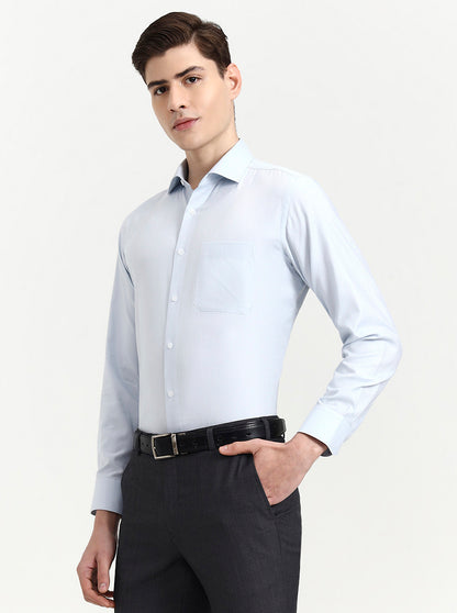 Sky Blue Solid Slim Fit Formal Shirt | Metal