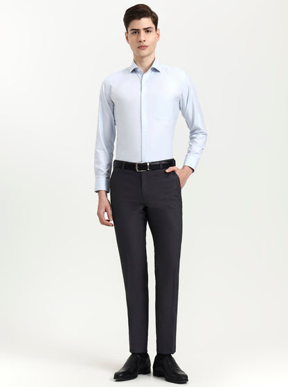 Sky Blue Solid Slim Fit Formal Shirt | Metal