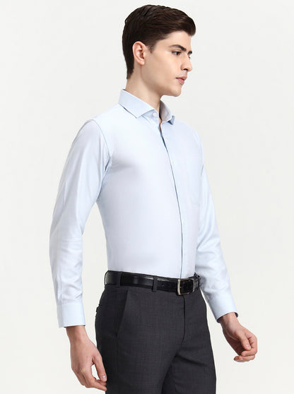 Sky Blue Solid Slim Fit Formal Shirt | Metal