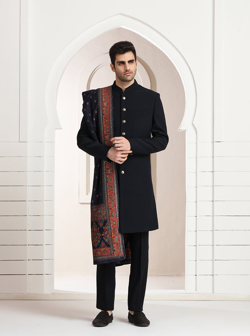Blue Solid Indowestern | TULA