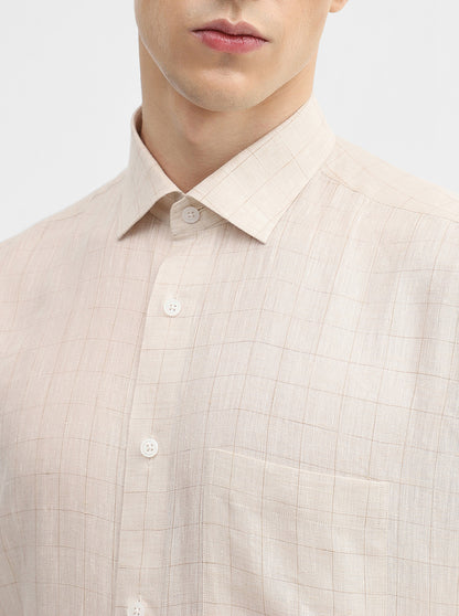 Fawn Checked Slim Fit Formal Shirt | JadeBlue