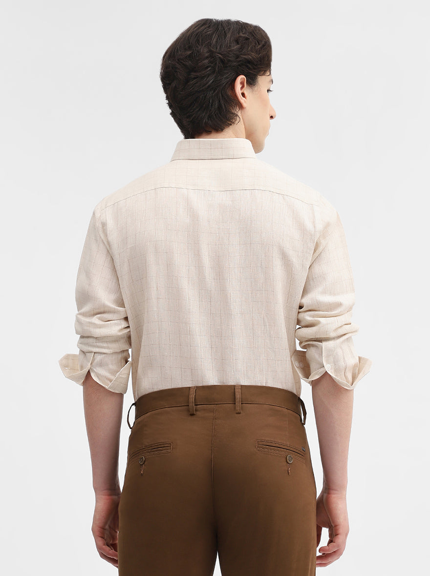 Fawn Checked Slim Fit Formal Shirt | JadeBlue