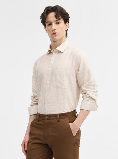 Fawn Checked Slim Fit Formal Shirt | JadeBlue