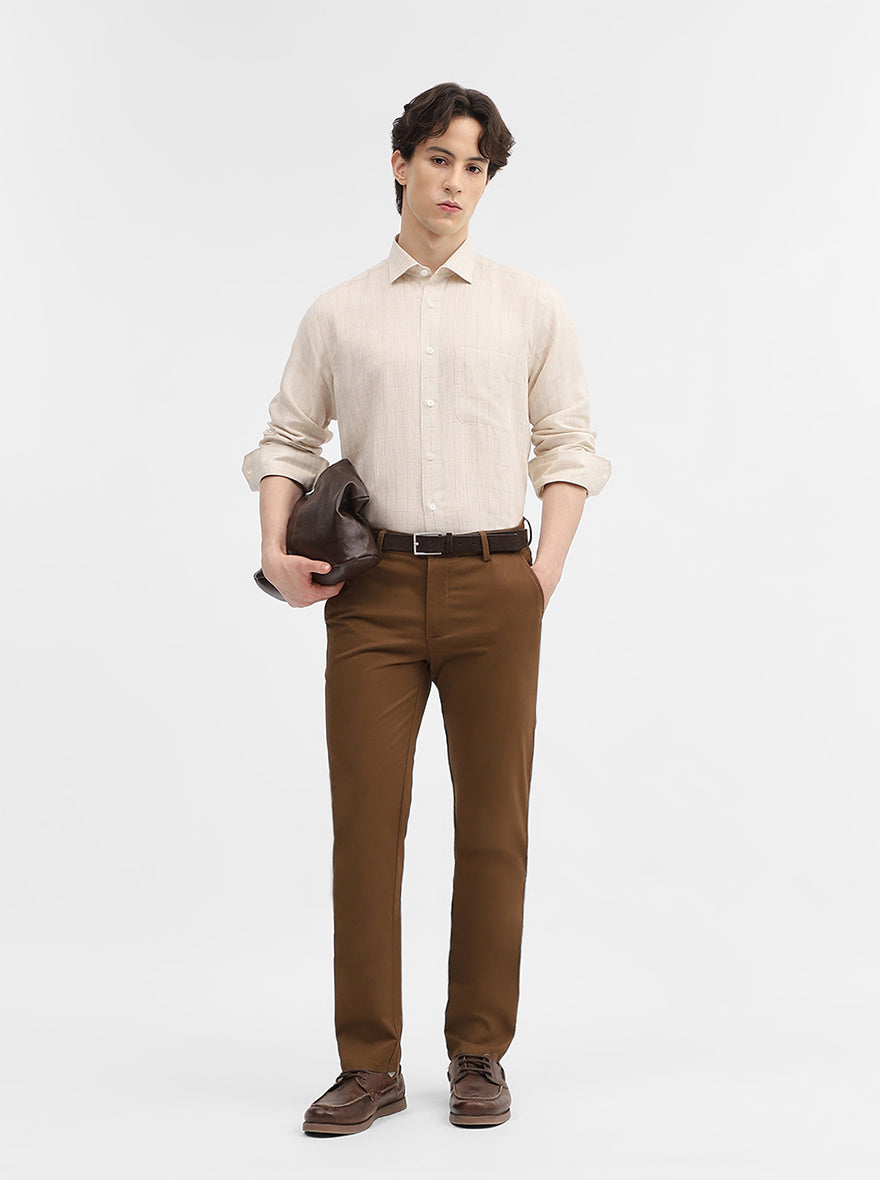 Fawn Checked Slim Fit Formal Shirt | JadeBlue