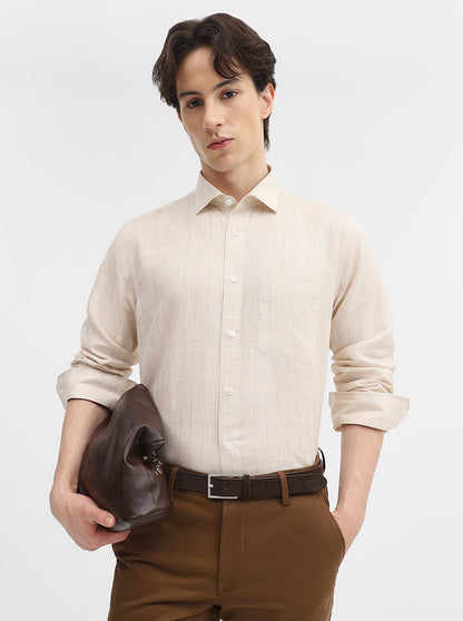 Fawn Checked Slim Fit Formal Shirt | JadeBlue