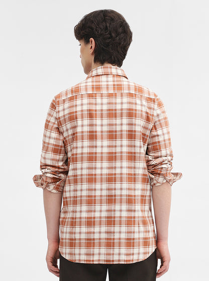 Rust Checked Slim Fit Casual Shirt | JadeBlue