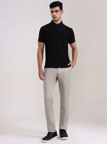 Black Solid Slim Fit Polo T-Shirt | Greenfibre